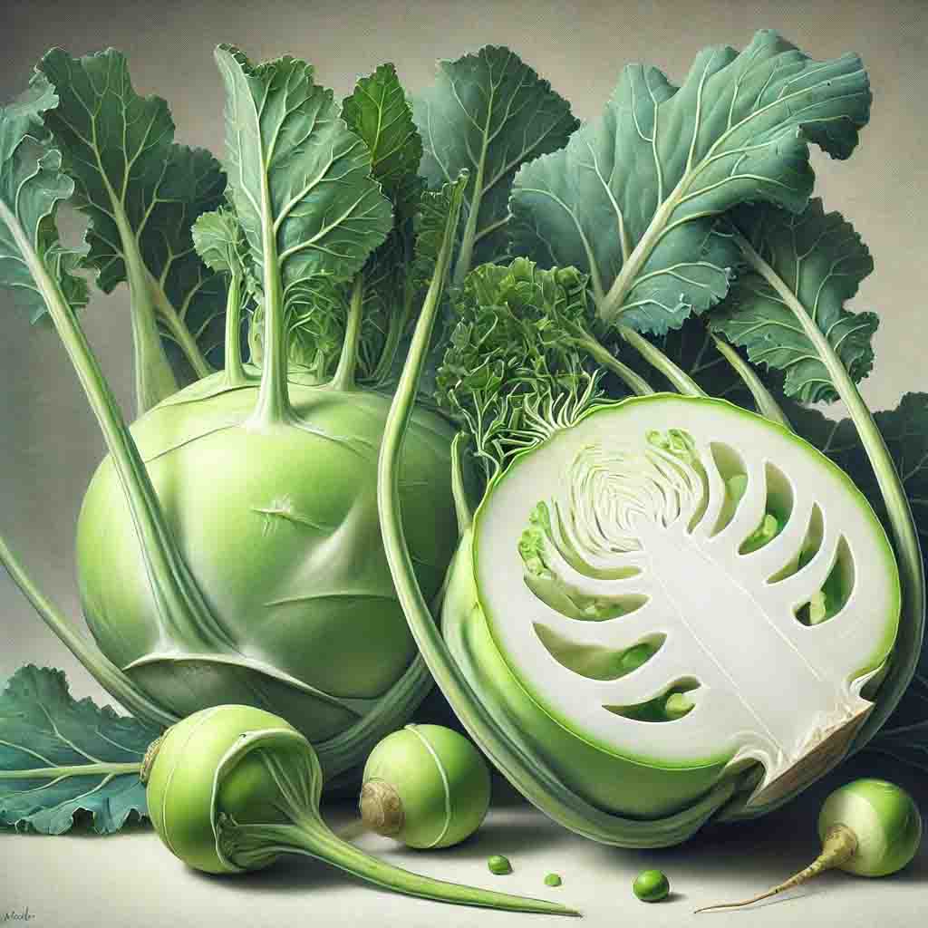 a closeup picture of kohlrabi 