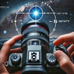 hands holding a camera with a star in the center illustrating nightscape photography tips