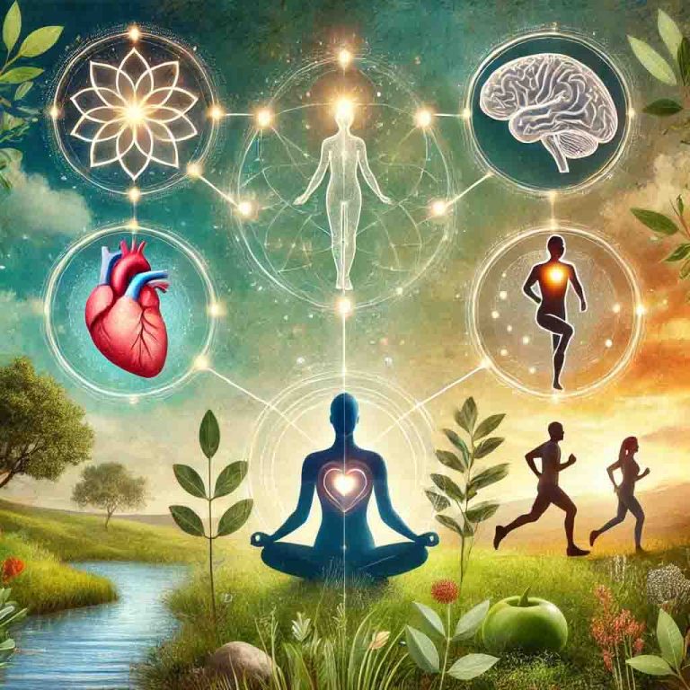 Symbols representing the 5 aspects of holistic health