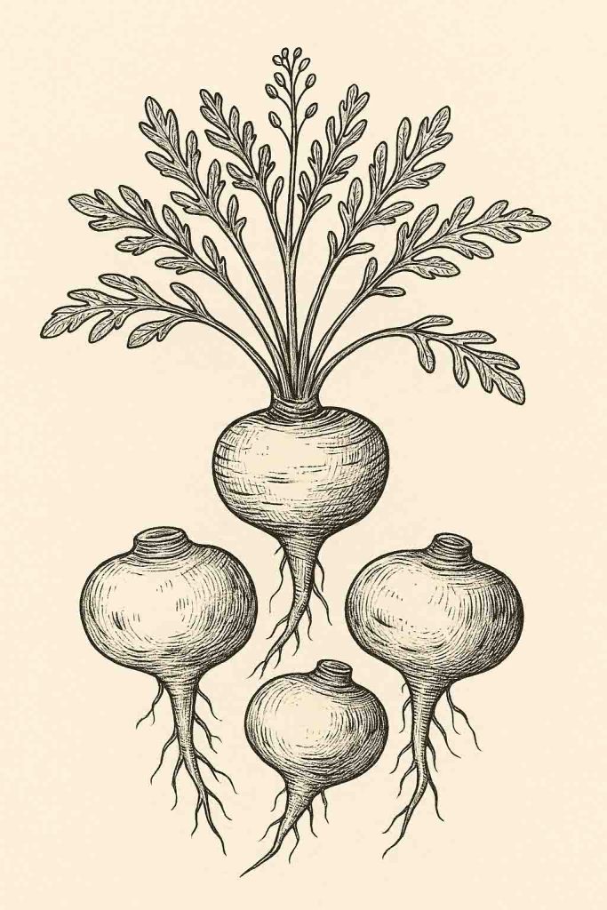 hand drawn image of maca roots